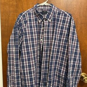 J. Crew Men's Navy and White Plaid Shirt